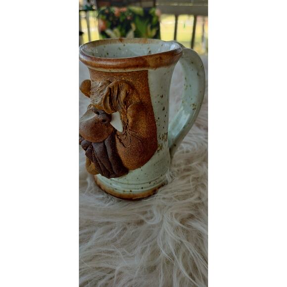 Vintage Mahon Made Stoneware 3D Funny Moustache Face Coffee Mug 5" tall - Picture 2 of 7